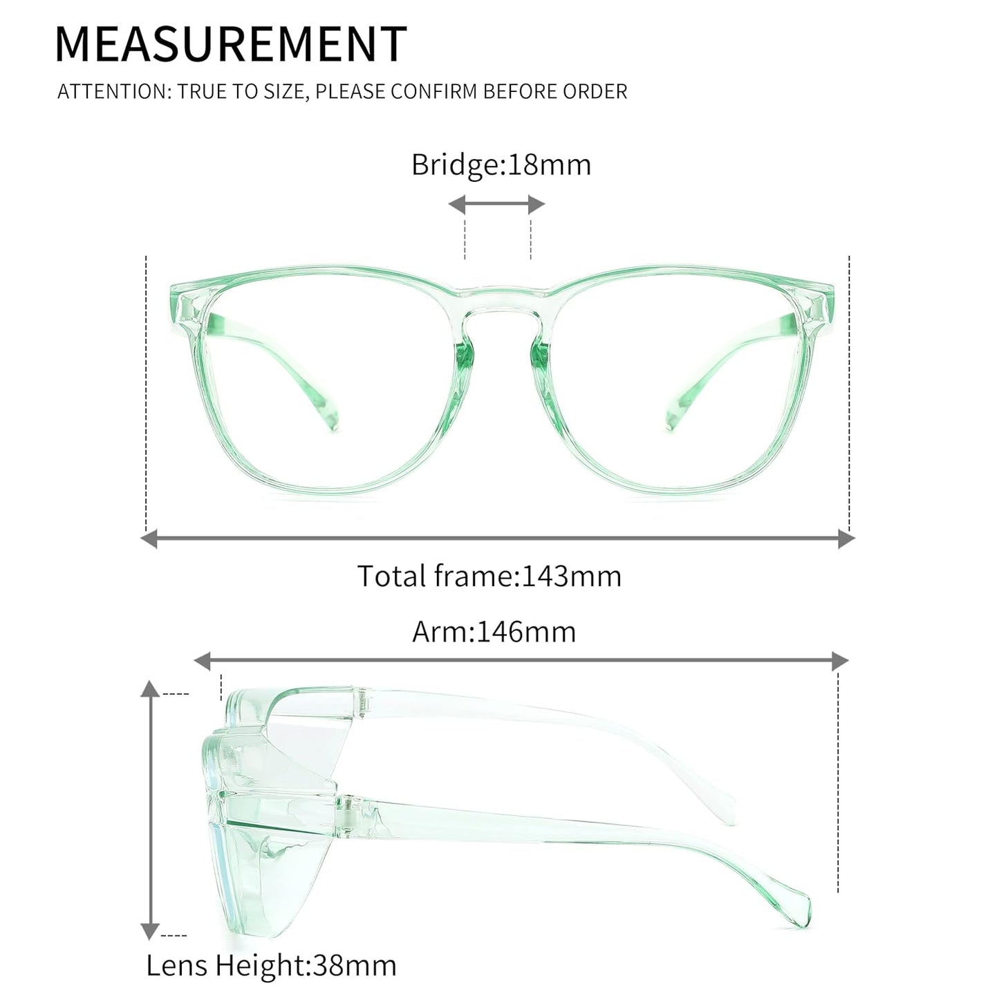 Alsenor Safety Glasses Anti Fog Goggles Protective Eyewear Blue Light Blocking Anti Dust UV Protection Glasses For Men Women (Jade)
