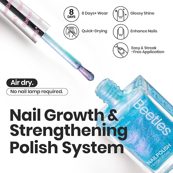 Beetles Pearl Nail Polish Set, 6 Colors Dreamy Pastel Quick Dry Nail Polish Kit, Glitter Long Lasting Shine DIY Manicure Gift for Women Girl Christmas Nail Art