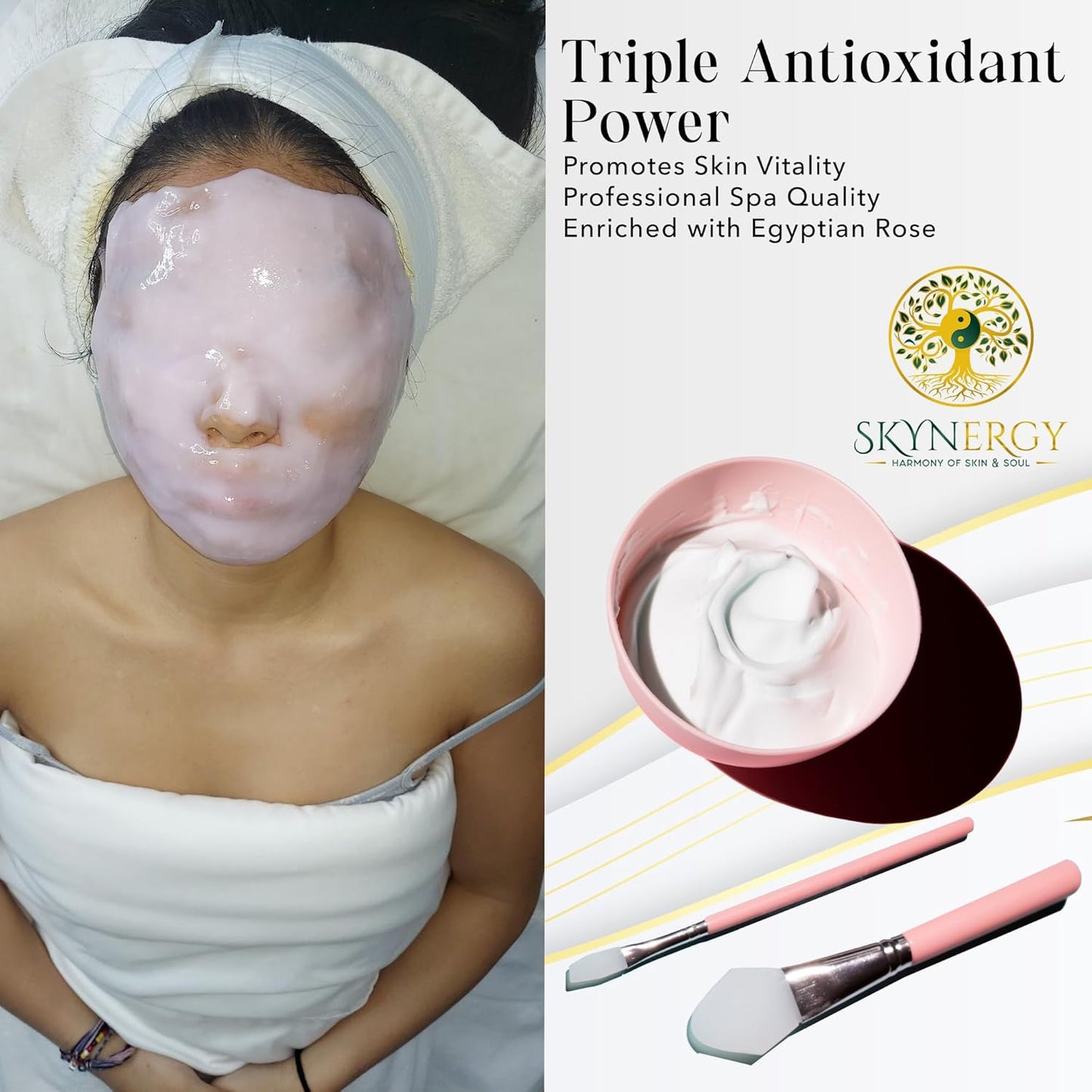 Egyptian Rose Jelly Mask - Professional Grade HydroGlo Peel Off Face Mask for Skin Hydration, Radiance, Reduced Fine Lines & Pigmentation Vajafacial Jelly Mask | 12 Applications (30 fl oz)