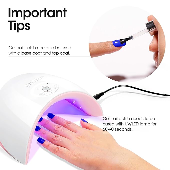 Gellen Blue Gel Nail Polish, 18ml Soak Off High Glossy Gel Polish for Nails, Need Cured Under UV light for Salon at Home DIY
