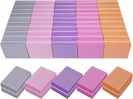 Nail Buffers (50 Pack), Mini Buffer Block Nail File for Acrylic Nails and Natural Nails, 100/180 Grit Nail Buffer Block Bulk Buffing Blocks for Nail Buff Professional Manicure File Blocks Mix Color