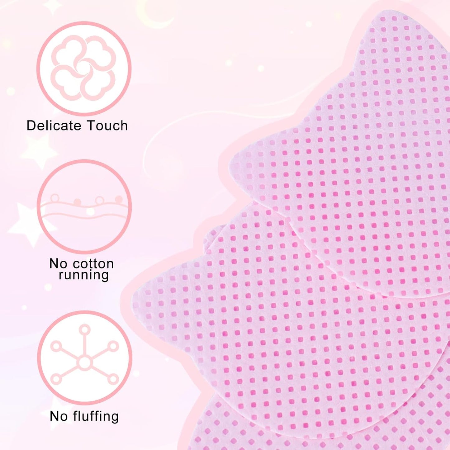 MEKK 400PCS Lint Free Nail Wipes,Cat Shape Non Woven Fabric Nail Cleaning Pads,Absorbent Dry Wipes for Nail Polish Remover & Lash Extensions Glue-Pink