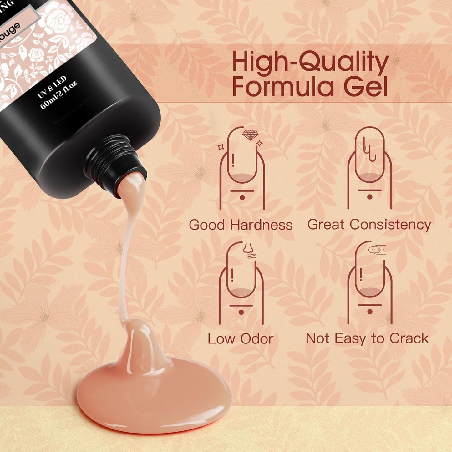 ROSALIND False Nail Extension Gel, 60ML Rouge, Neutral Color, Ballerina, Square, Oval, Acrylic, 1 Piece, 2 Fl Oz