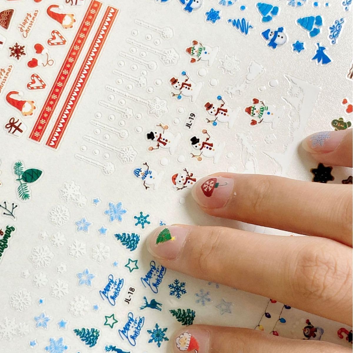 30 Sheets Christmas Nail Art Stickers 3D Self Adhesive Christmas Nail Decals Santa Claus Elk Snowman Christmas Tree Nail Art Supplies Winter Nail Stickers for Women DIY Acrylic Nail Decorations