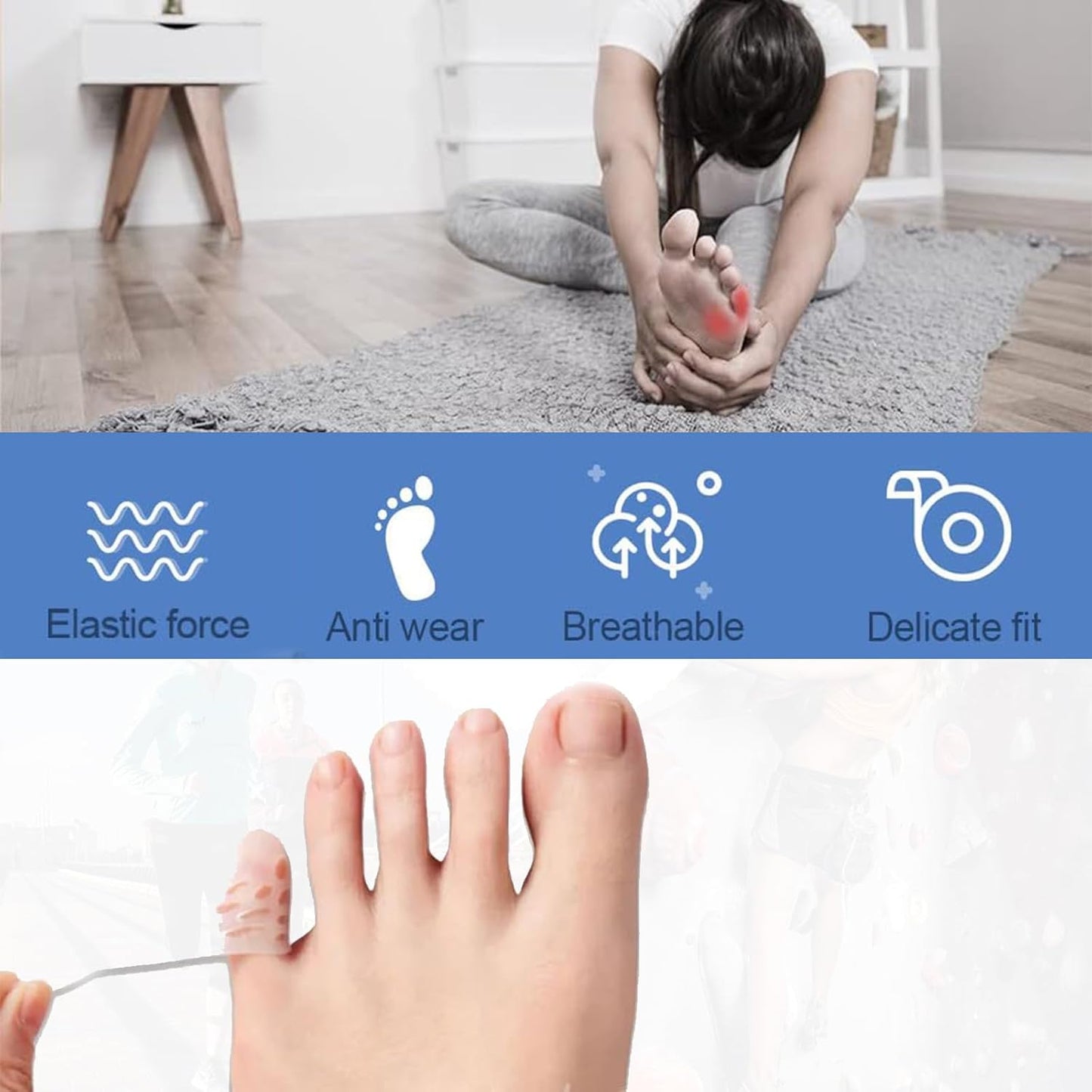 Silicone Anti-Friction Toe Protector, Silicone Toe Protectors, Gel Toe Protectors, Breathable Little Toe Covers, Blisters, Calluses, and Corns Protection (10PCS)