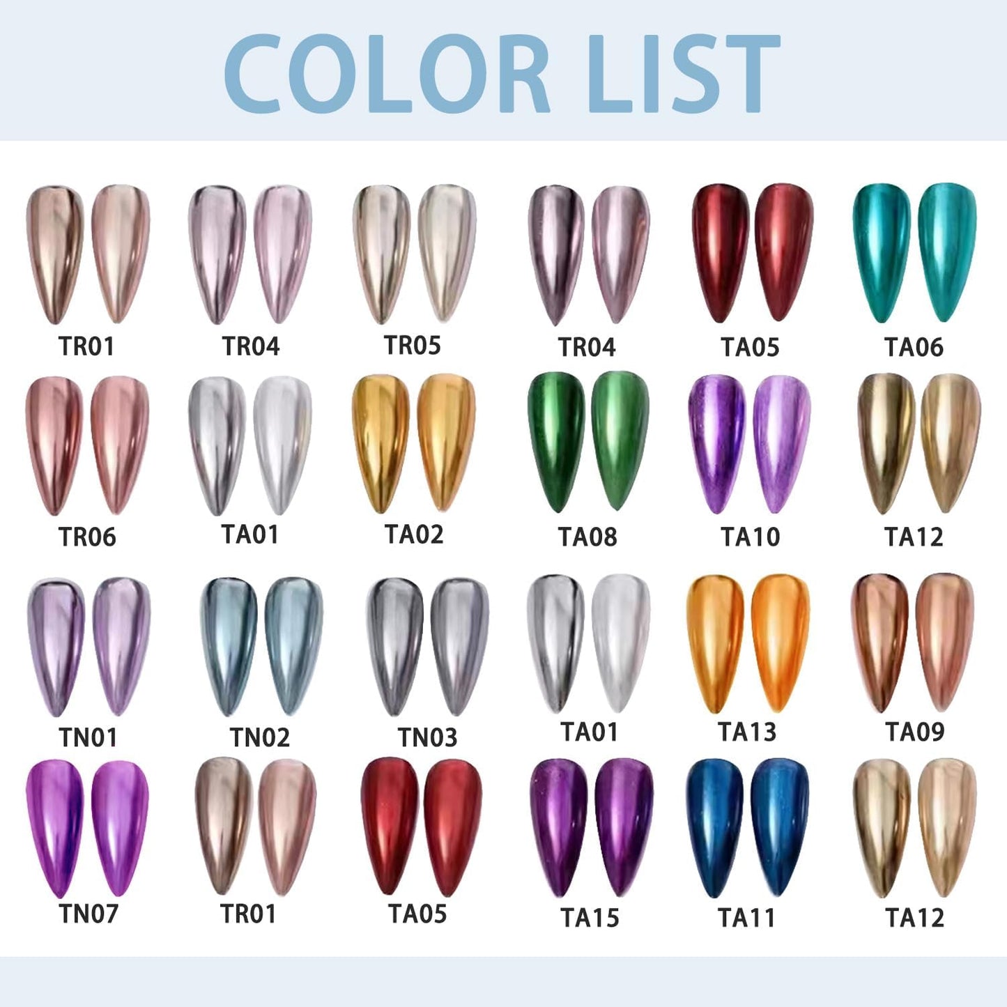Chrome Powder for Nails,12Colors Aurora Chrome Nail Powder Set Mirror Luster Effect Charm Chrome Powder for Nail Art Acrylic Nails