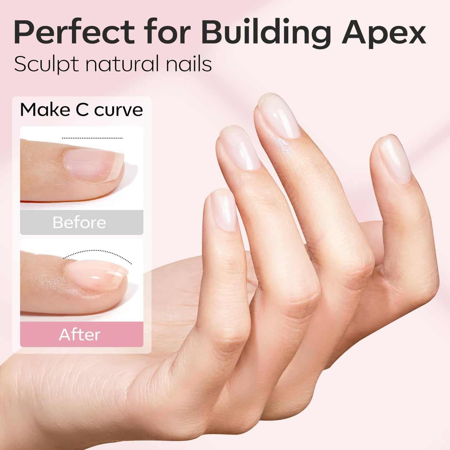 modelones Builder Nail Gel, 2 Pcs Clear and Cover Nude Builder Nail Polish, 8-in-One Apex Building Thickening Strengthener Extension Rubber Color Base Gel for DIY Home Salon Gifts LED Lamp Cured 10ml