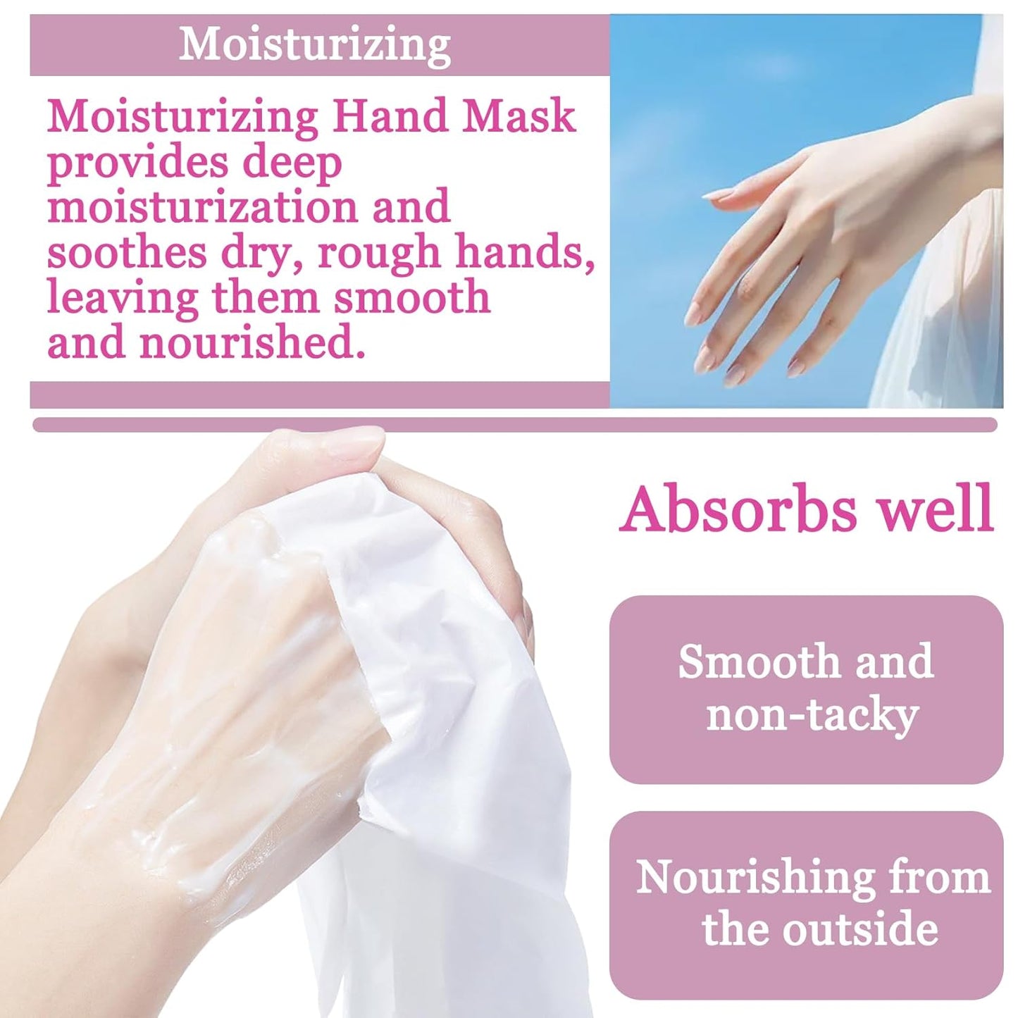 Hydrating Hand Masks, 6PCS Hand Mask Moisturizing Gloves for Men Women, Smooth Long Lasting Soft Exfoliating Hand Peeling Spa Mask Moisturizer Beauty Gift Set for Dry Cracked Rough Dull Hands（G)