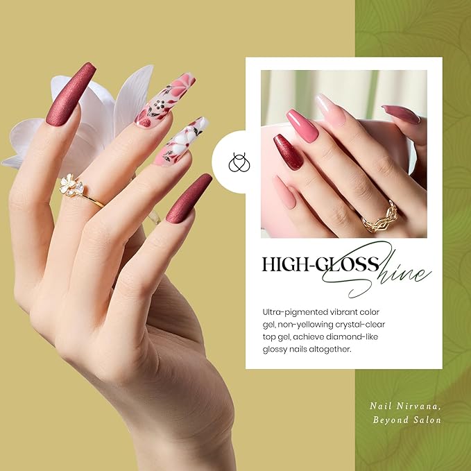 Beetles Brown Gel Polish Set - 20 Colors Nude Gel Nail Polish Shimmer Brown Red Green Blue Glitter with Base&Top Coat Soak off UV DIY Home Fall Manicure Kit for Gift Set