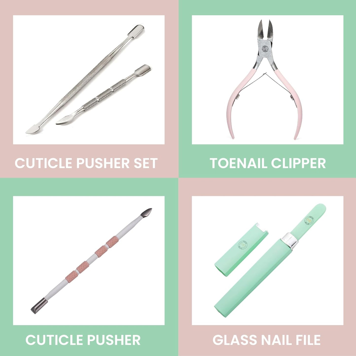 Best Crystal Glass Nail File & Travel Case - Heavy Duty Professional Nail Shaper - Pink 2mm