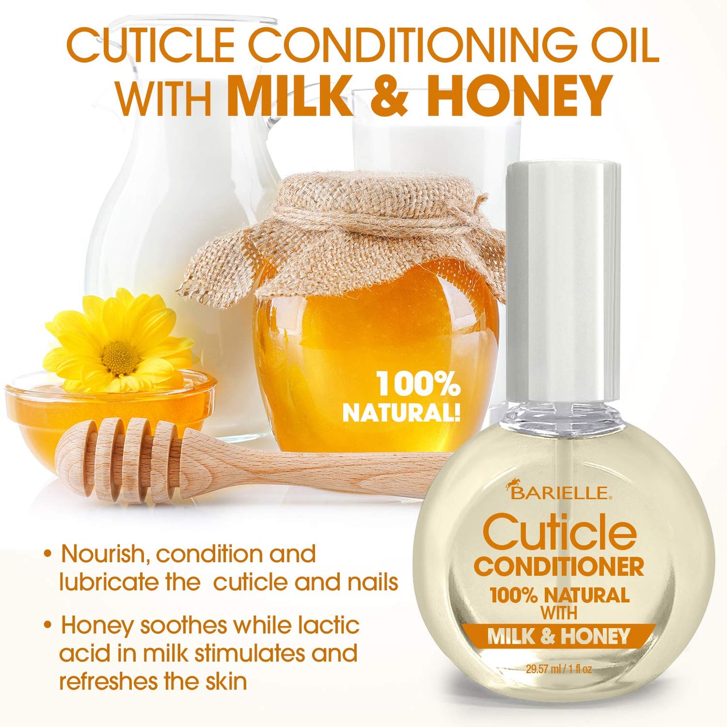 BARIELLE 100% Natural Cuticle Conditioner with Milk & Honey 1 oz.