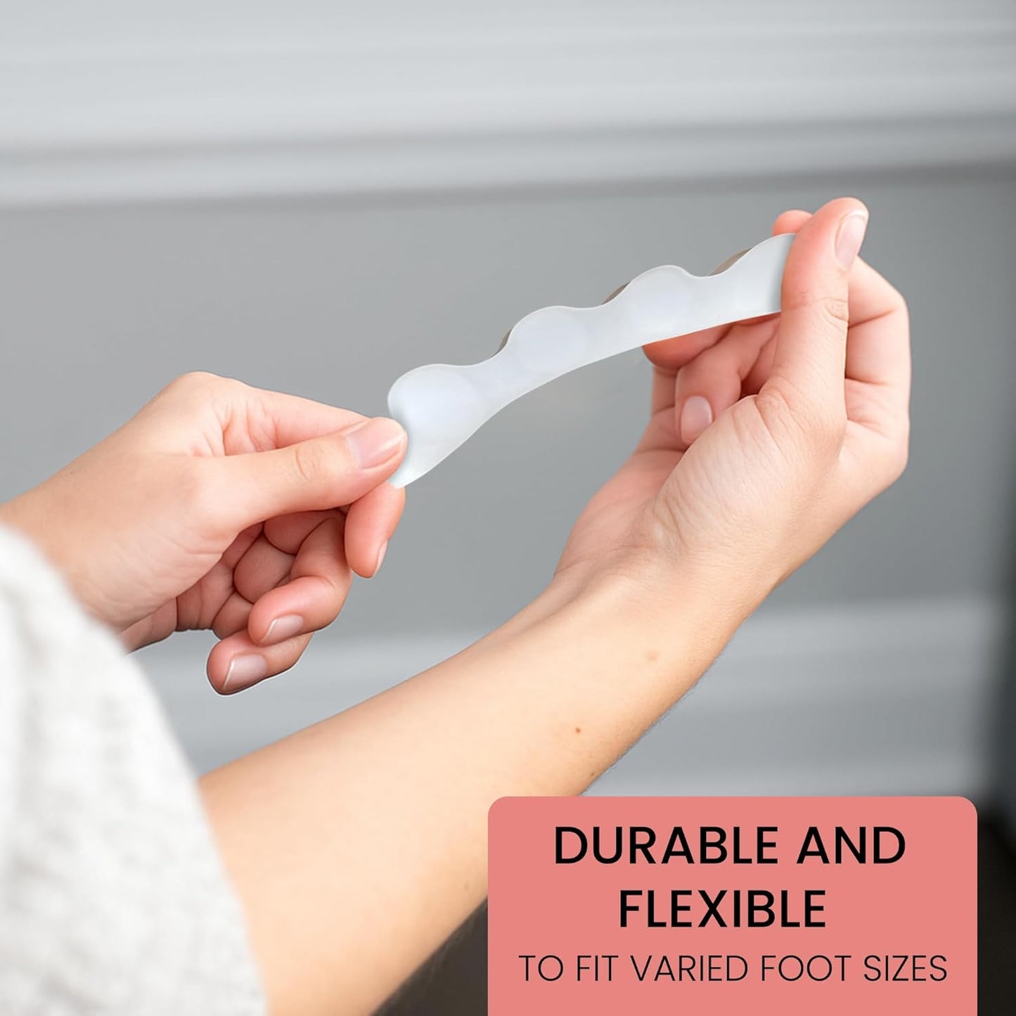 Walkize Toe Separators for Women & Men - Silicone Toe Spacers for Bunion Relief, Foot Pain Relief, Pedicure & Overlapping Toes - Comfortable Daily Wear (2 Pairs, White)