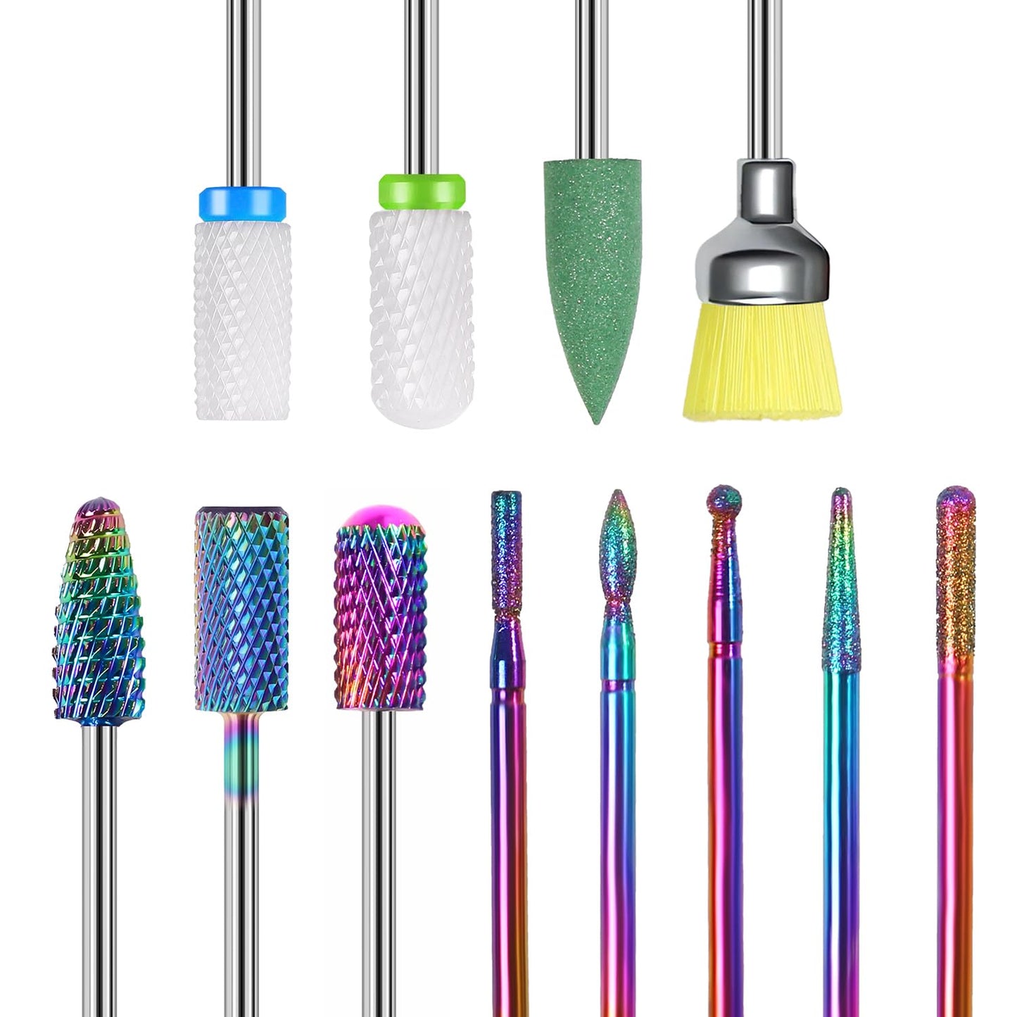 12Pcs Nail Drill Bits 3/32" Electric Manicure Nail File Bits Set for Acrylic Gel Nail Manicure Pedicure Remover Tools for Home Salon