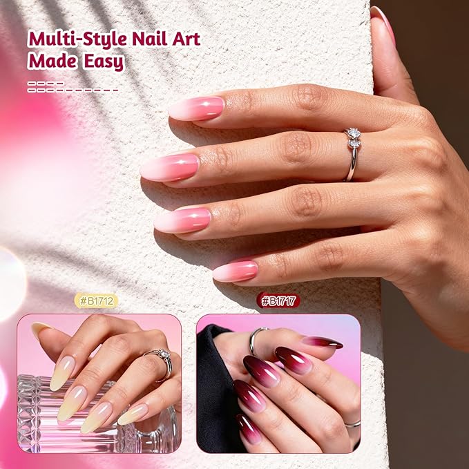JODSONE 9 Colors Gradient Patting Gel Nail Polish Kit with U V Nail Lamp with 50 PCS Nail Sponges and Grabbing Pen