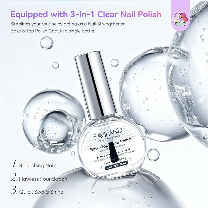 SAVILAND Color Artistry Cat Eye Nail Polish Kit: 6+1 Colors Quick-Dry Magnetic Sparkle Diamond Glitter Nude Pink Nail Polish Set with 3-in-1 Base Top Coat Cuticle Oil 12-Free Fingernail Polish Gift