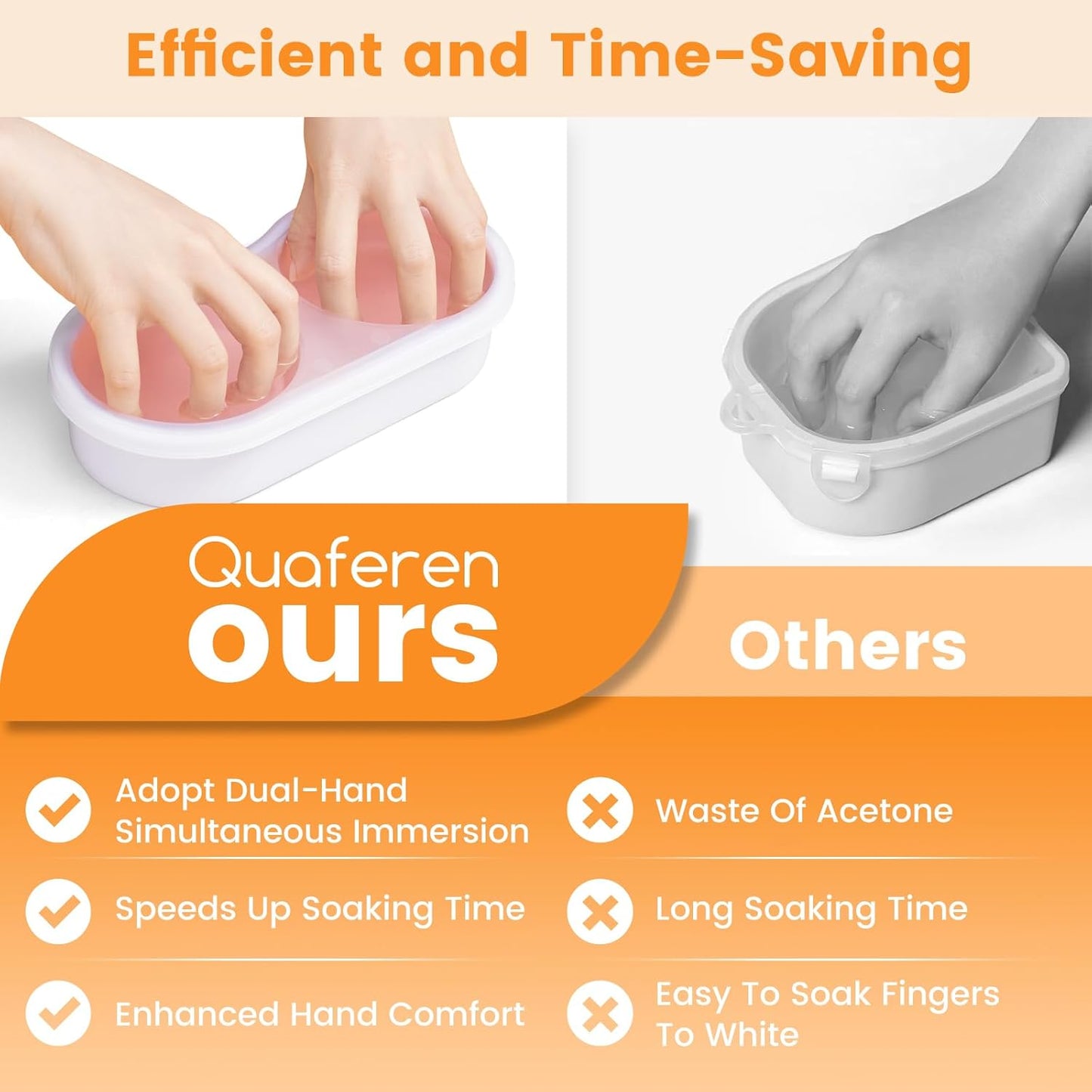 Quaferen Dual Nail Soaking Bowl: 3nd Generation 2-in-1 Manicure Bowl Acetone Proof for Women, Time-Saving Soak Off Gel Nail Polish Dip Powder Acrylic Removal Kit for Salon Home (Normal Size,White)