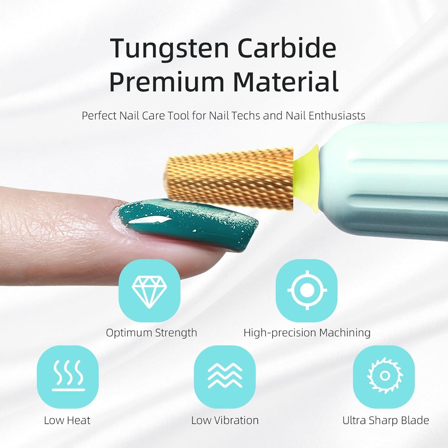 Safety Tapered Nail Drill Bits,Titanium Coating Rounded Top Manicure Carbide Bit, 3/32 Two-way Rotate for Both Hand, Electric Drills Nails Accessories Base Gel Remover Tool (XF, titanium)