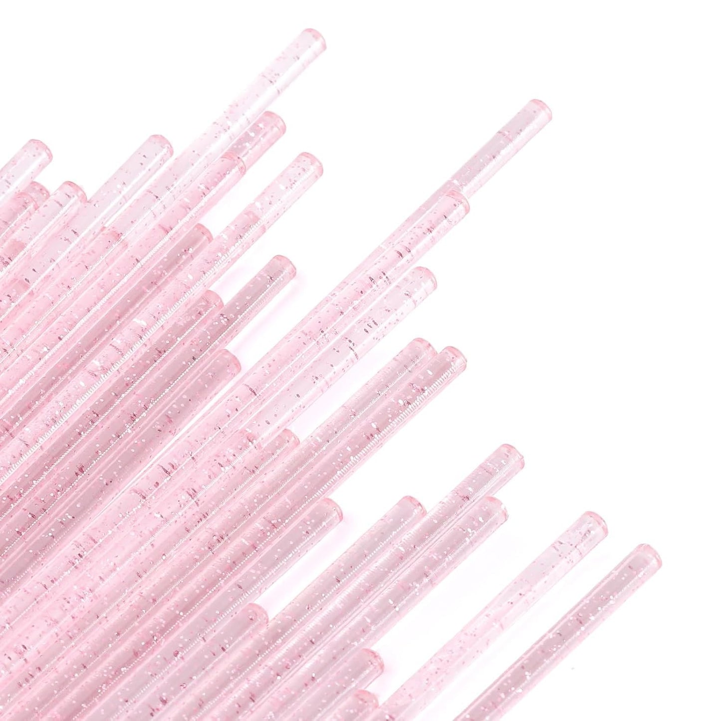 (400+300 Pieces) Pink Crystal Handle - 400 Cotton Swabs + 300 Brushes for Lash Extensions, Makeup (Simple Packaging)-(Crystal Pink)