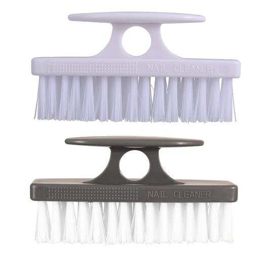 Superio Nail Brush for Cleaning Fingernails, Nail Scrubber - All-Purpose Stiff Cleaner for Hands, Feet, Home, Kitchen, Work - Small Scrub Brush - (2, White/Black)