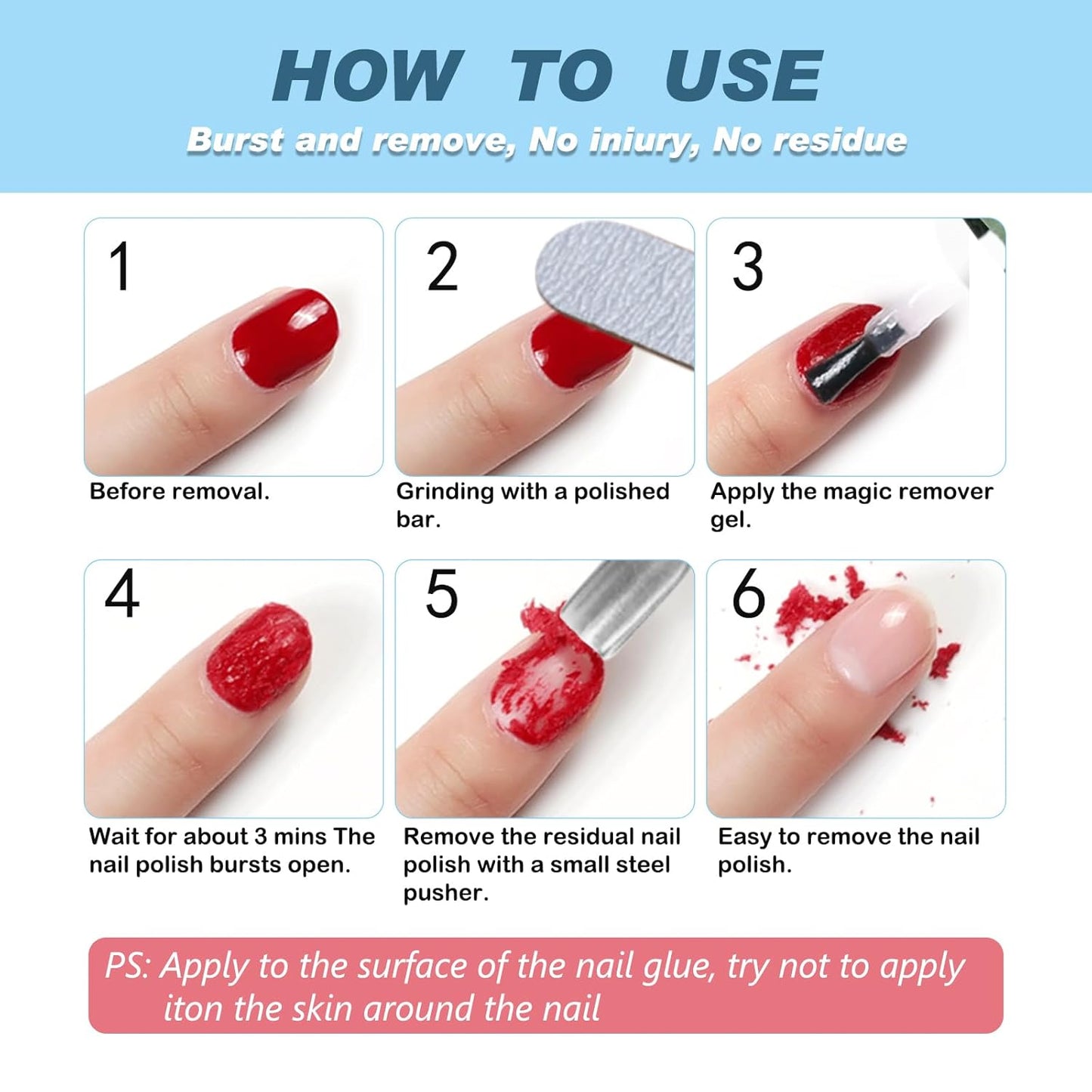 Nail Polish Remover - Easily & Quickly Remove within 3-5minutes｜Magic Gel Nail Polish Remover Without Damaging Nails｜Finger Nail Polish Removerr No Foil, Soaking or Wrapping Required - 0.5oz