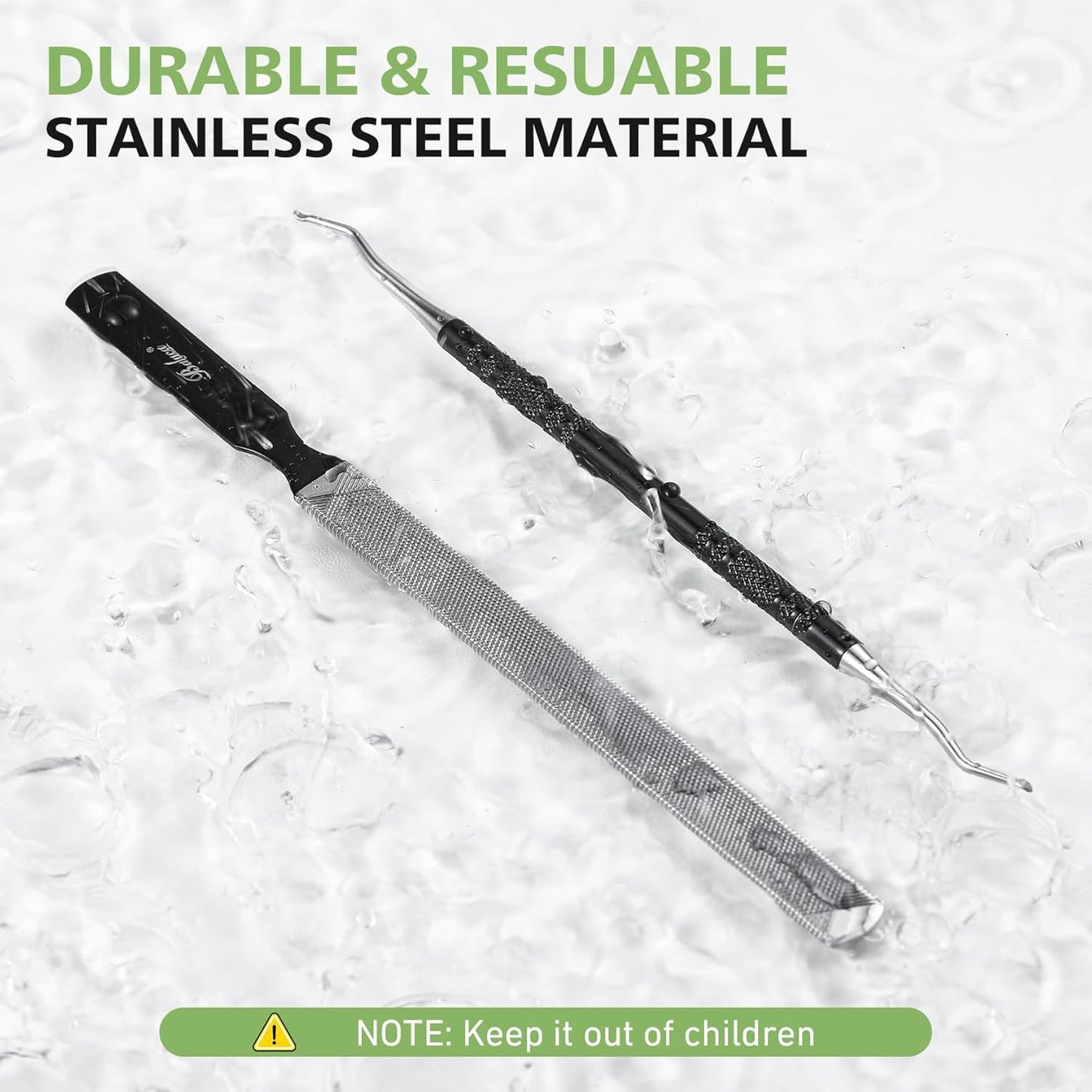 BALUCA Toenail File for Thick Nails & Ingrown Relief | Heavy Duty Metal Emery Board with Toenail Lifter for Seniors, Coarse Grit & Durable Stainless Steel Design (Black, 1.0, Count, 180/240 Grit)