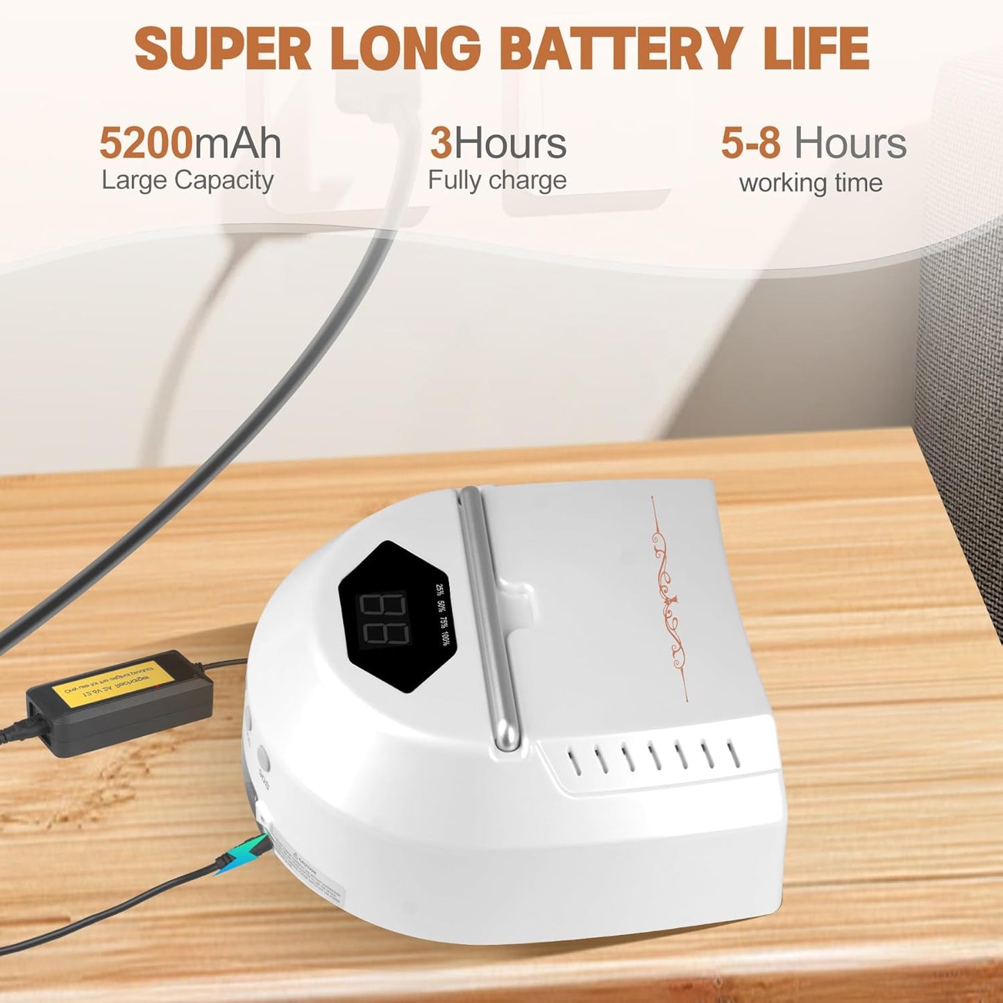 UV LED Nail Lamp Rechargebale, 72W Cordless Gel Nail Lamp with Fan Professional Nail Lamps for Gel Nails Nail Dryer with 45 Beads, Perfect for Salon Manicure, Pedicure, Home DIY Use (Pure White)