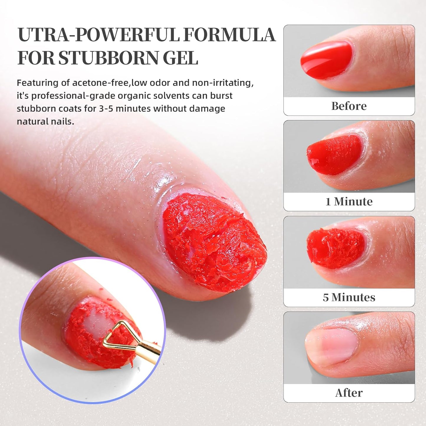 Gel Polish Remover (15ml), Cuticle Oil (10ml) & Essential Tools, Fast-Acting, Low Odor Gel Remover for Nails in 2-5 Minutes, Gentle Nourishing Treatment for Healthy Nails – Salon-Pro Home Manicure Kit