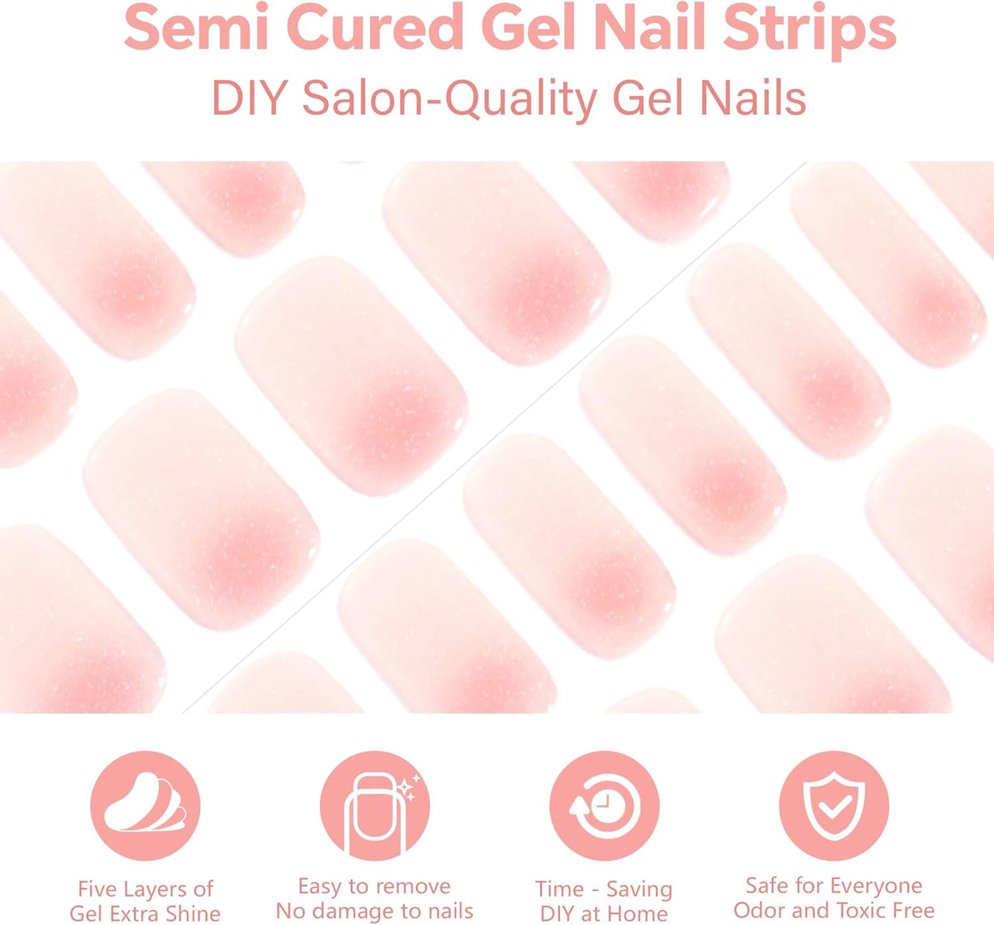 Semi Cured Gel Nail Strips-Salon Quality Semi-Cured Gel Press On Nails Stickers Quick DIY Nail Art Manicure Kits for Women at Home Works with Any UV/LED Lamps(Nebula Pupil)