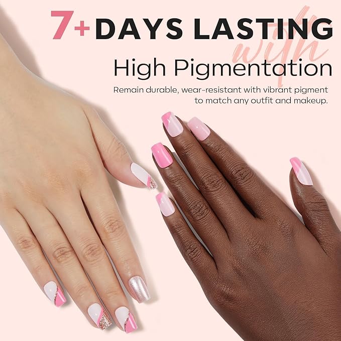 modelones Nail Polish Set 6 Colors Neutral Nude Pink Mini Skin Tones Collection Quick Dry Neutral Glitter Finger Nail Polish Home DIY Manicure Valentine's Gift for Women Girl