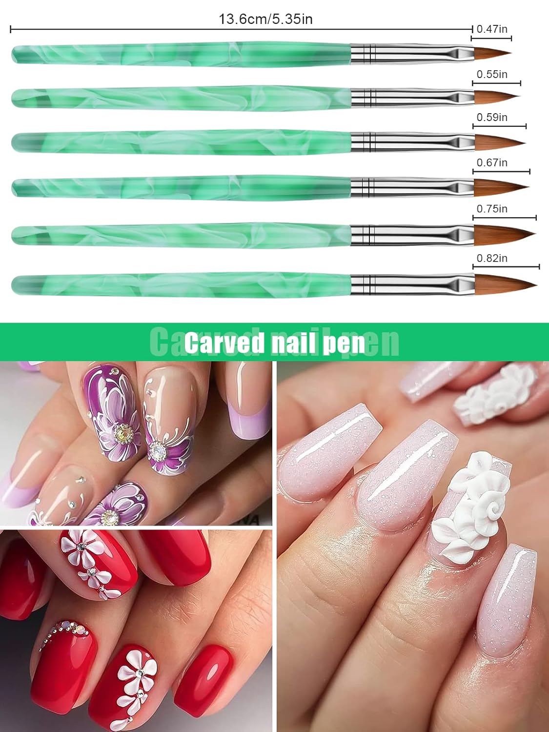 TOROKOM 19Pcs Nail Art Brushes Kolinsky Acrylic Brushes for Nails incl Gel Polish Nail Art Tools, Nail Design Brushes,Double Ended Dotting Tools for Acrylic Application Manicure,with Nail Dust Brush