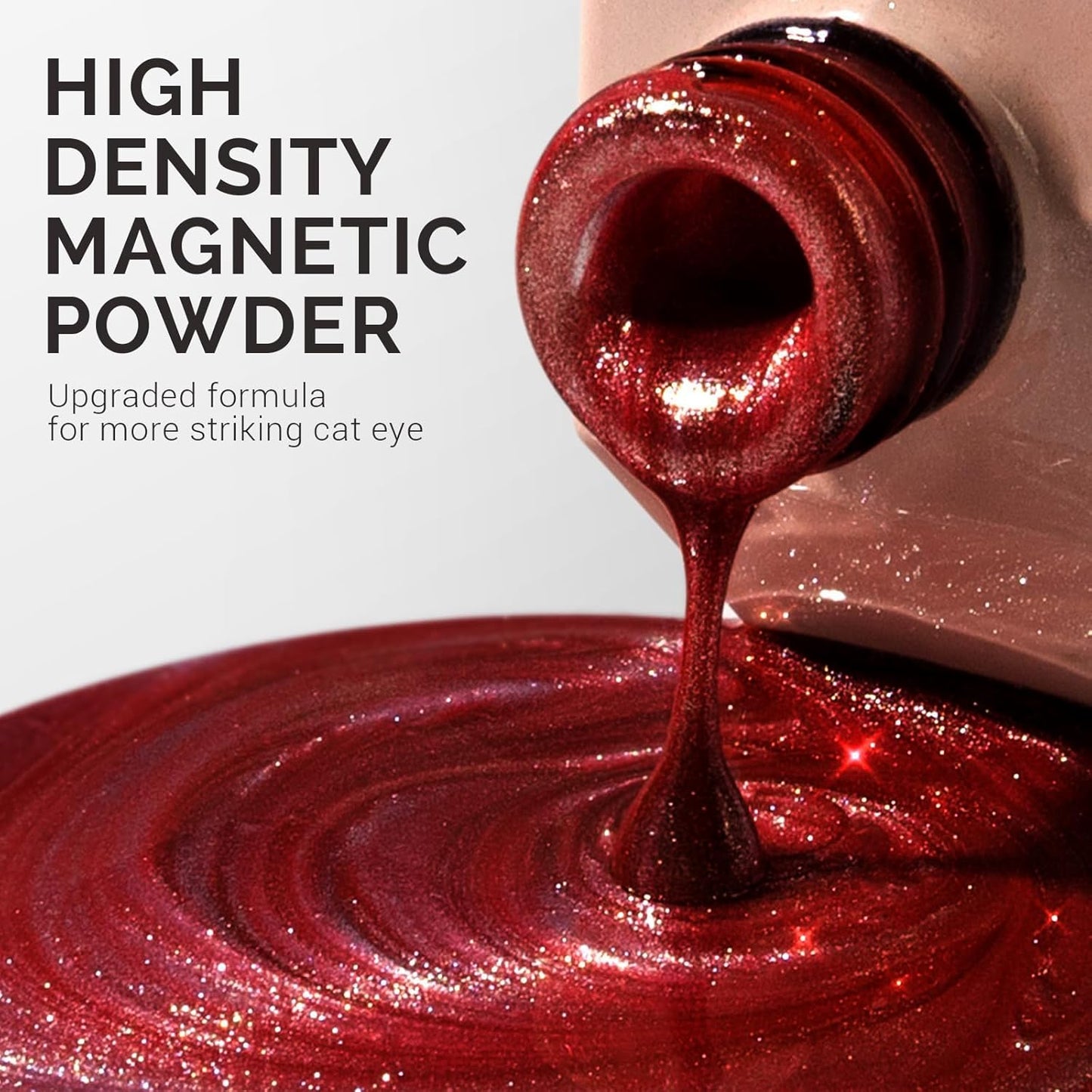 MelodySusie Jeweliver Cat Eye Gel Nail Polish, 0.5 Fl Oz Burgundy Red Glitter Holographic Magnetic Nail Polish with Magnet, UV Nail Polish for Nail Art Manicure Salon DIY at Home C3109