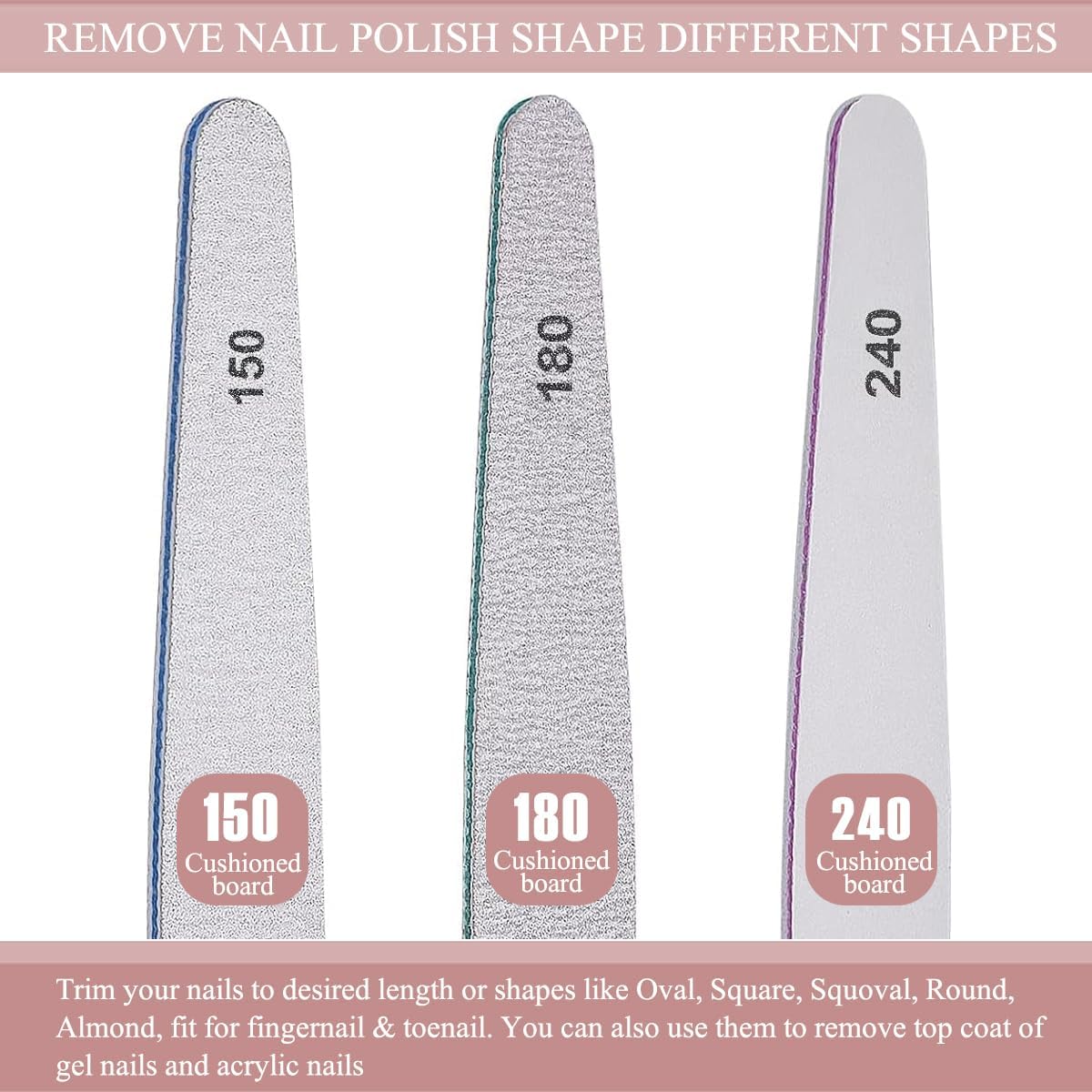 6pcs Nail File Nail Buffers for Natural Nails, Emery Boards for Nails, Nail Buffer and Shine Kit Nail Filer, Nail Buffer Block 100/180 Grit Nail Files Fingernail Files