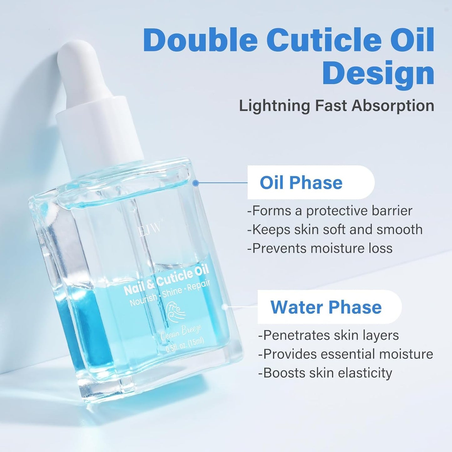 EJW Cherry Blossom Cuticle Oil for Nails, Hydrating, Moisturizing, Scented Nail Oil Cuticle Care, Infused with Jojoba & Coconut Oil, Moisturizes & Conditions, 0.5 fl. oz