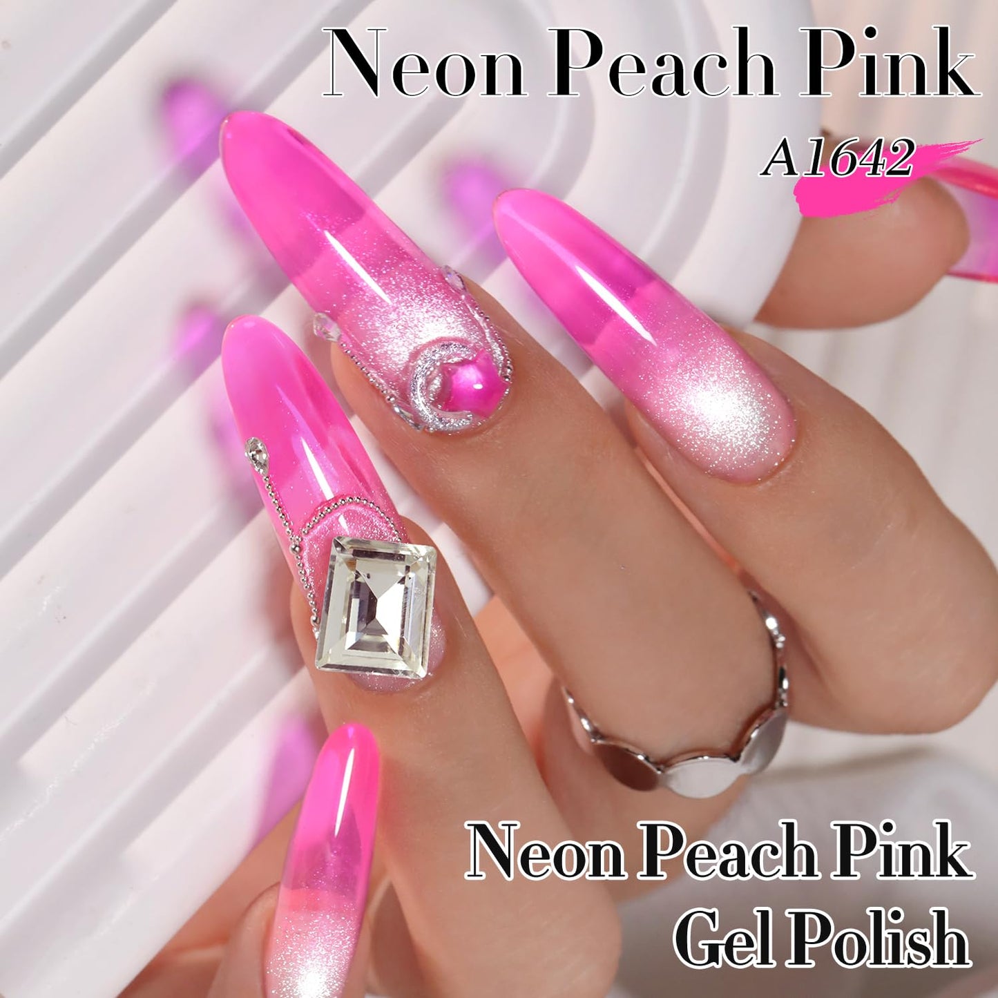 Double Rhythm 0.5 Oz Jelly Gel Polish Same Color Same Bottle Sheer Neutral Natural Light Milky Pastel 15ML Translucent Polish Art DIY at Home (Neon Pink-A1642)