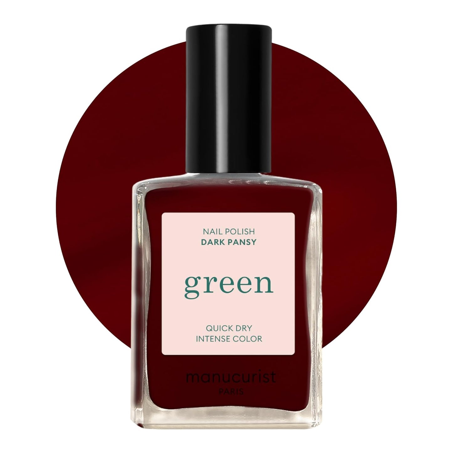 Manucurist - Green Dark Pansy Nail Polish - Dark Cherry Burgundy - 9-Free, Vegan and Plant-Based - Made in France - 0.5 fl oz