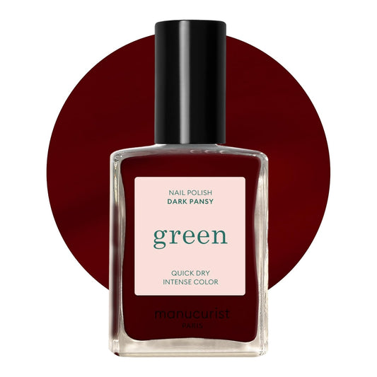 Manucurist - Green Dark Pansy Nail Polish - Dark Cherry Burgundy - 9-Free, Vegan and Plant-Based - Made in France - 0.5 fl oz