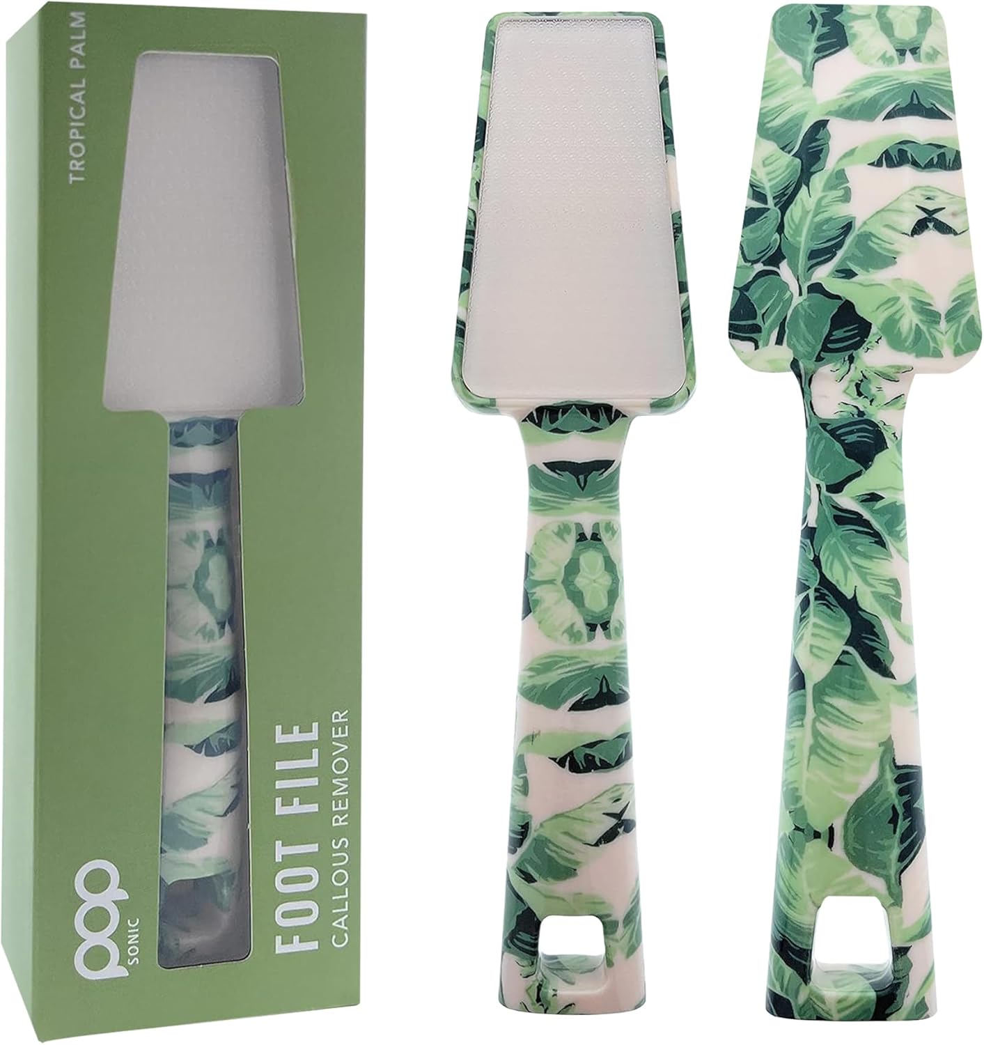 Pop Sonic Nano Glass Foot File (1 Unit) | Foot Callous Removal for Smooth, Soft Feet | Foot Scraper for Dead Skin Remover | Perfect Pedicure Tools at Home or Salon Use (Tropical Palm)