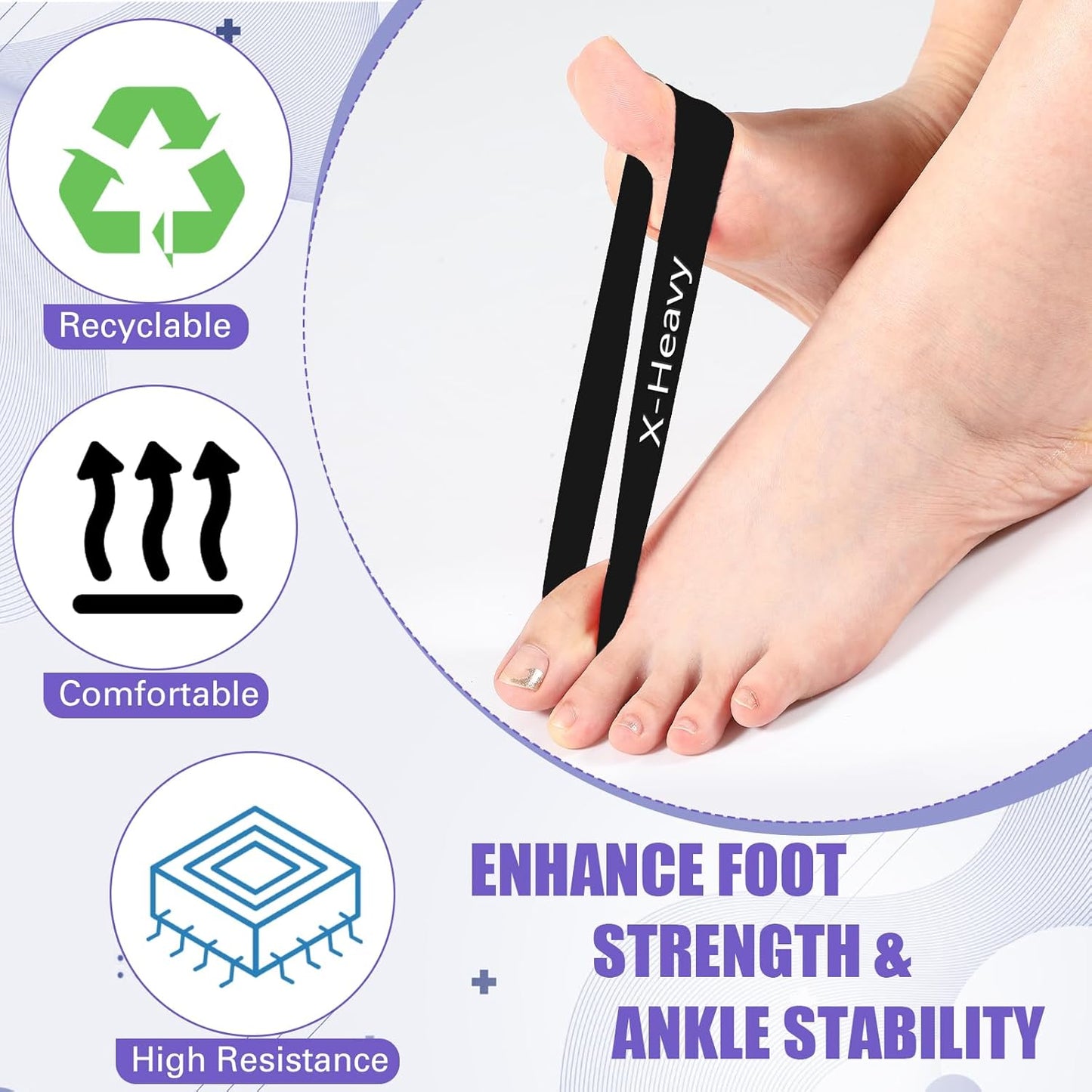 Set of 5 Toe Stretcher Bands for Bunions Correction Foot Big Toe Spacers Resistance Straightener Loop Bands with Carry Bag for Women Men Hallux Valgus Alignment Yoga Exercise(Grey)