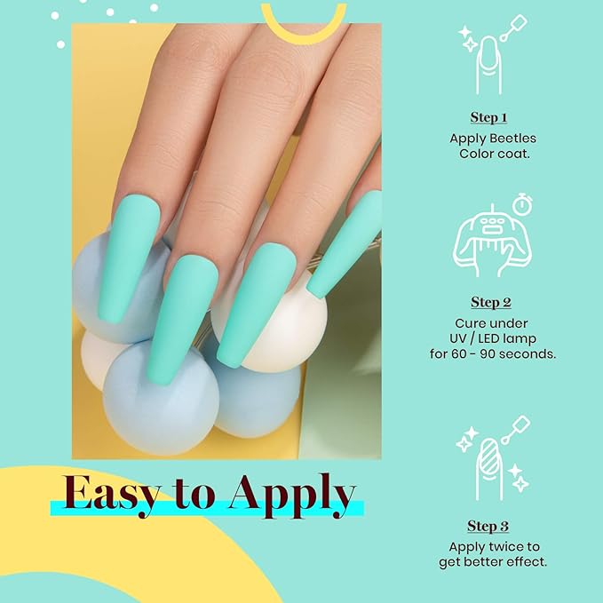 Beetles Gel Nail Polish Cascade Green Color Soak Off UV LED Nail Lamp Gel Polish 15 ml for All Season Gel Polish Nail Art Design Manicure Salon DIY Salon Gel