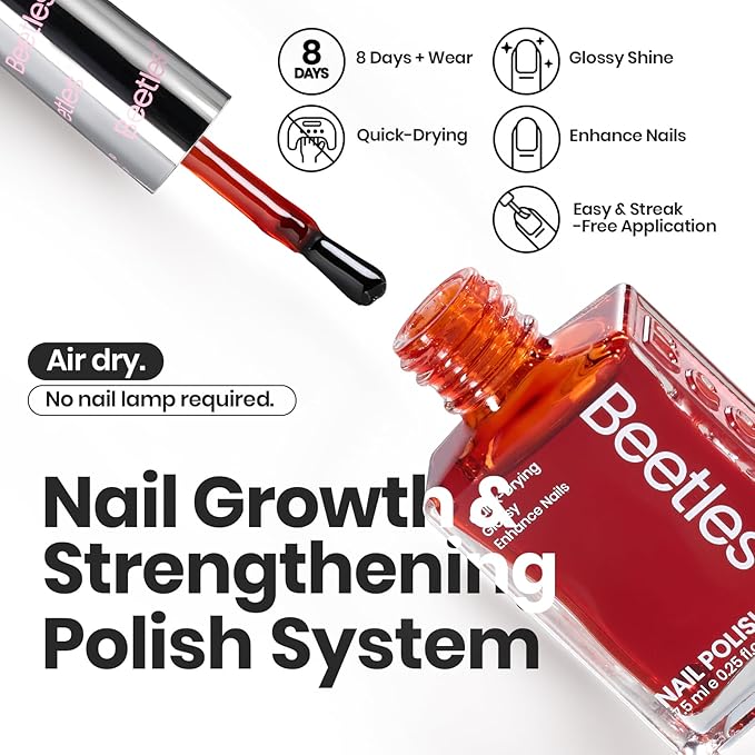 Beetles Fall Nail Polish Set - Golden Harvest 6 Colors Quick Drying Long-Lasting Burgundy Red Orange Jelly Glitter Nail Polish for DIY At-Home Manicure Christmas Gift for Women