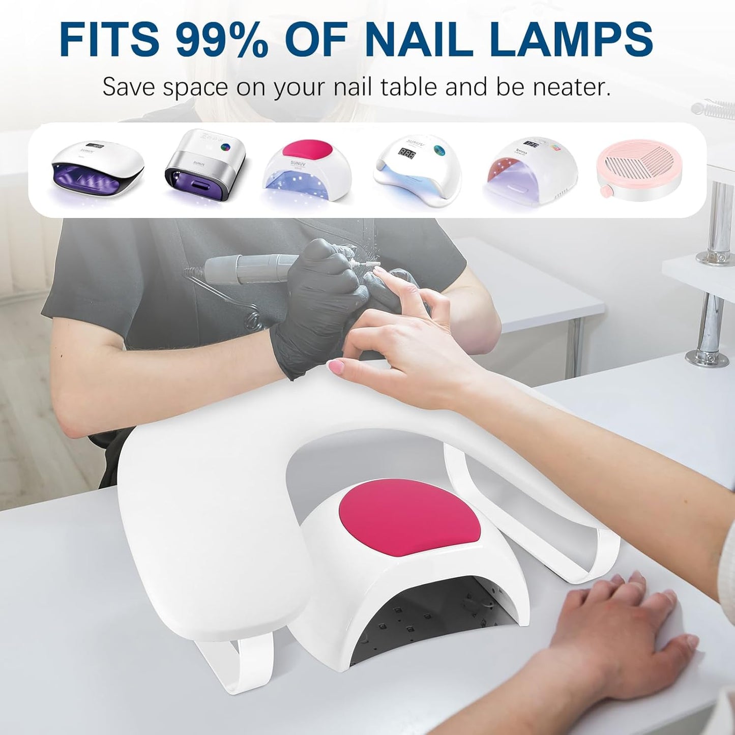 Arm Rest for Nails Tech Upgraded 10° Inclined, U-Shaped Manicure Nail Arm Rest Stand, Nail Armrest for Nail Tech Hand Rests, White
