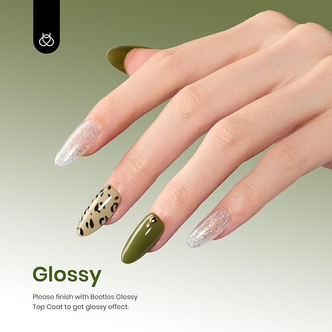 Beetles Olive Green Gel Nail Polish, 15ml Fall Army Green Earth Tone Gel Polish Long-Lasting Soak Off Manicure for DIY Nail Art