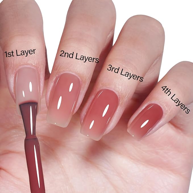 AILLSA Nude Gel Polish Twilight Red Jelly Gel Nail Polish Raspberry Color Translucent Gel Polish Long Lasting Sheer Wine Neutral Nails Soak Off U V Gel for Nail Art at Home Valentine Gift 0.51 Fl Oz