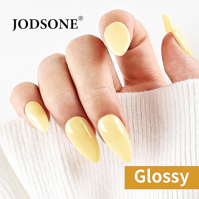JODSONE Pastel Yellow Gel Nail Polish 10ml Soak Off LED Gel Polish Butter Yellow Nail Color Salon Quality Long-Lasting Low Odor Need U V Lamp Curing