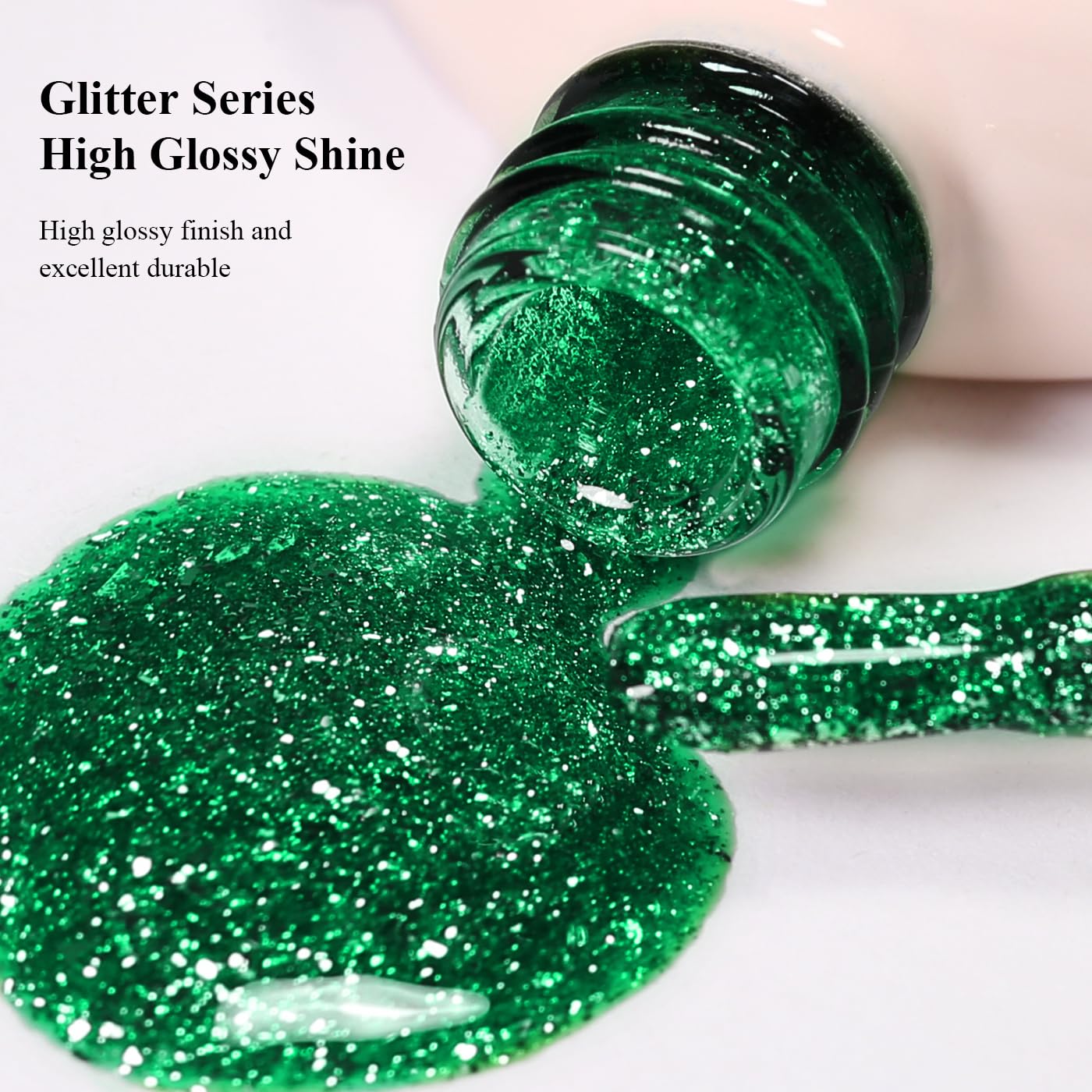 Imtiti 10ml Green Glitter Gel Nail Polish Long Lasting Soak Off UV Led Christmas Green Gel Polish Salon DIY at Home Gift for Women 1Pcs