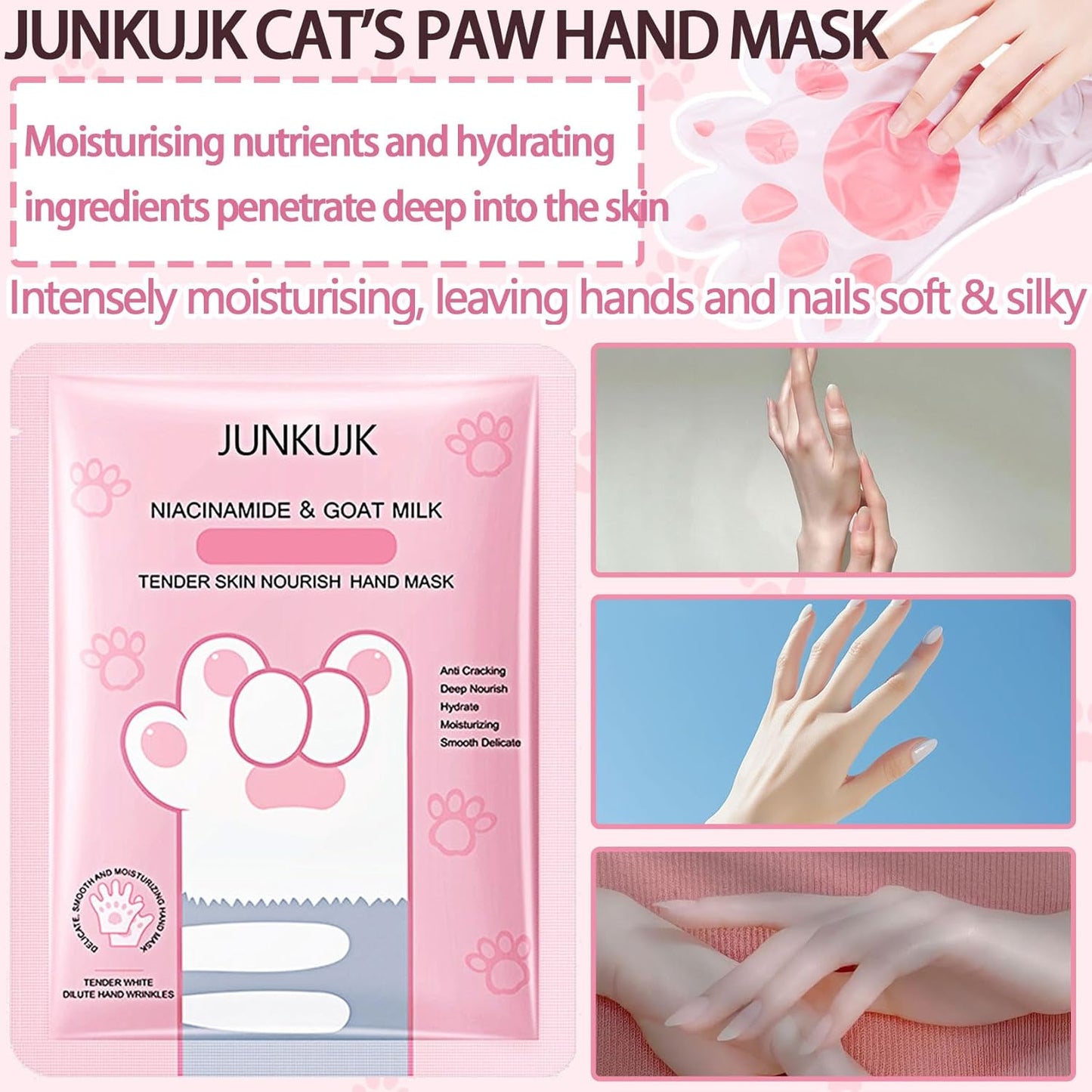 6PCS Hand Masks,Hydrating Hand Masks Moisturizing Gloves Overnight for Dry Cracked Hands,Daily Hand Care Hand Masks Gift Set for Women and Men A