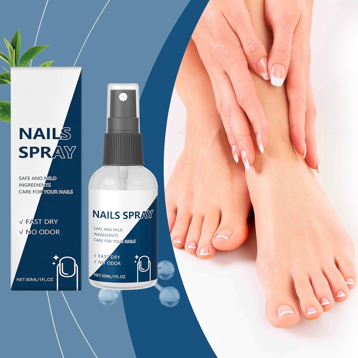Nails Spray Fast-Drying Nail Care Moisturizer with No Odor Formula for Men & Women, Safe Mild Ingredients, 30ml/1fl oz