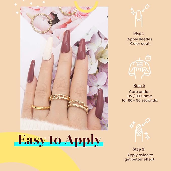 Beetles Mauve Gel Nail Polish – 15ml Dusty Rose Pink Purple Gel Polish, Elegant Neutral UV LED Soak Off UV Nail Color, Long Lasting Glossy for Salon & Home Manicure