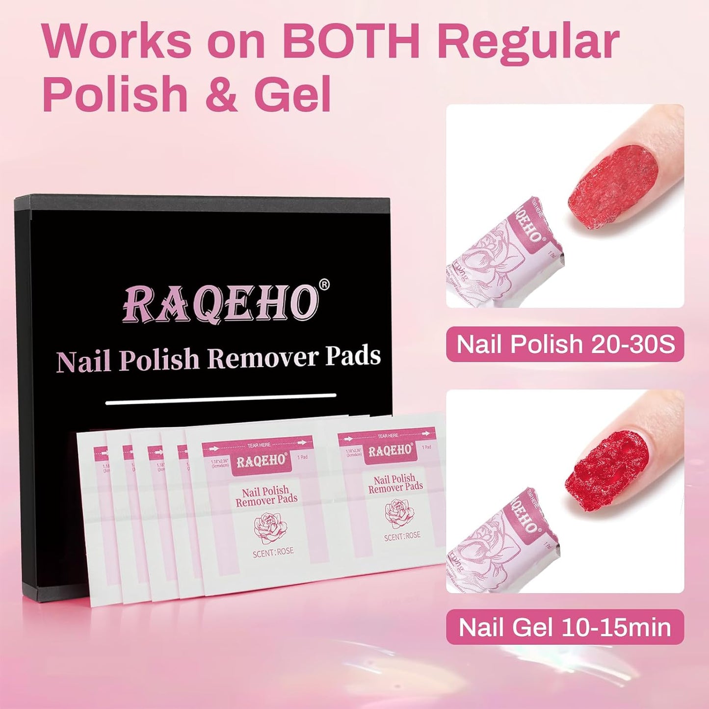 50 Nail Polish Remover Pads - Nail Wrap Wipes for Nail Polish Removal Lint Free Travel Nail Wipe Soak Off Fingernail Remover Pad Individually Wrapped Nail Paint Removal for On The Go Home Use