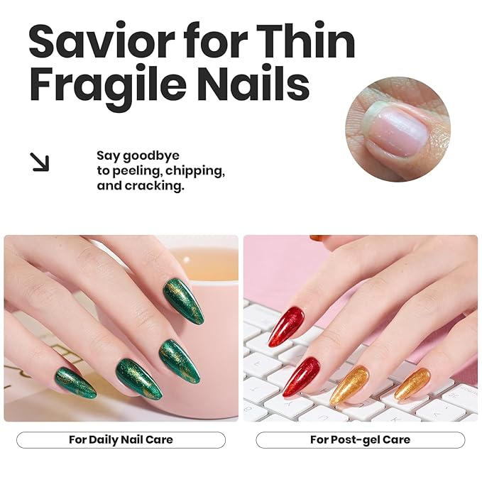 Beetles Fall Nail Polish Set - Glamour Era 6 Colors Quick Dry Glitter Burgundy Red Gold Green Yellow High-Gloss Long-Lasting Nail Polish for DIY At-Home Manicure Christmas Gift for Women